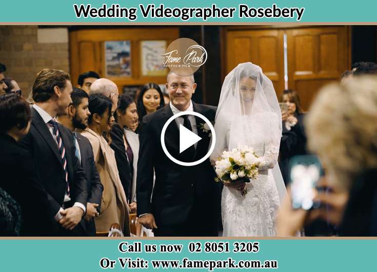 Bride walking the aisle with her father Rosebery NSW 2018